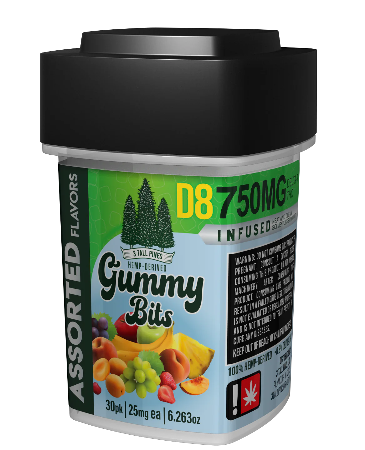 Gummy Bits 3Tall Pines D8 1500mg 30pk 50mg each