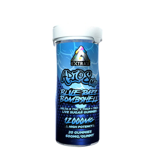 Delta Extrax Adios MF 12,000 Mg Blue Razz Bombshell Gummies