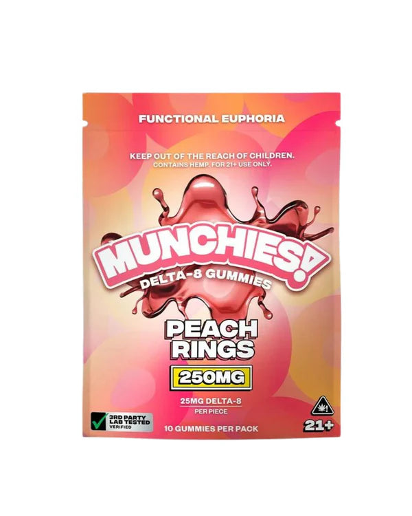 Munchies D8 250 mg Gummies Peach Rings