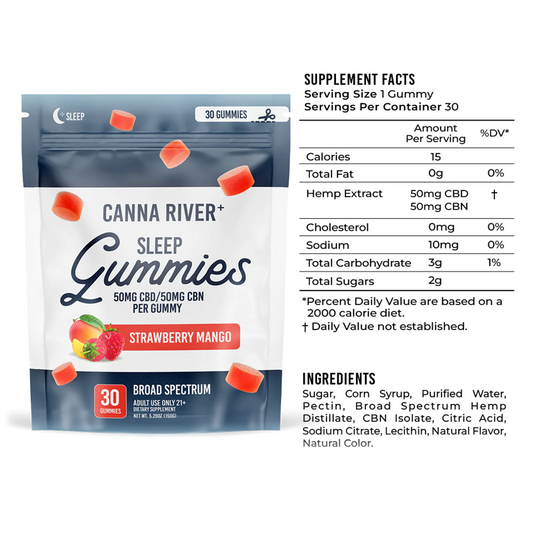 Canna River CBD CBN Sleep Gummies Strawberry Mango 30 pcs.