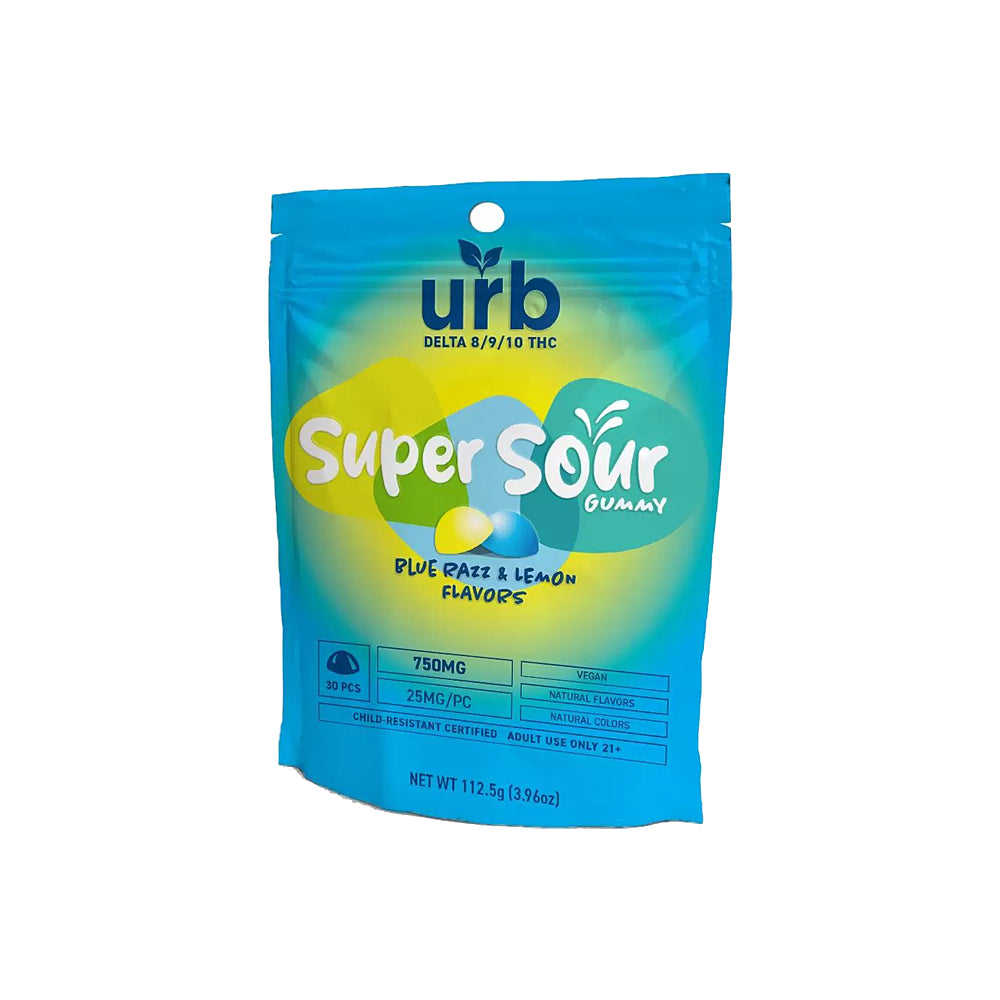Urb Super Sour Gummies Blue Razz & Lemon 25mg 30pcs