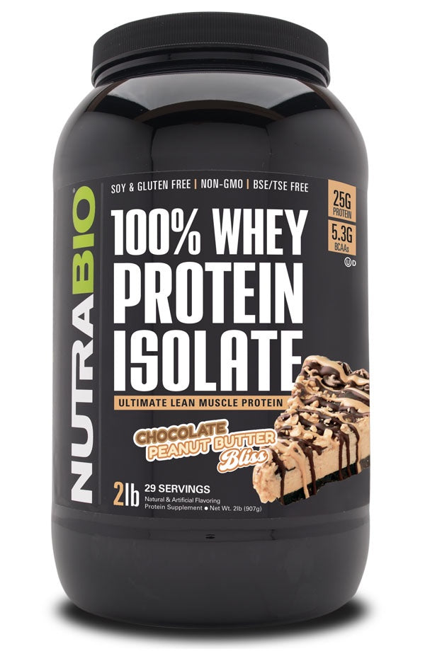 NutraBio Whey Protein Isolate 2 Pounds -  Chocolate Peanut Butter Bliss