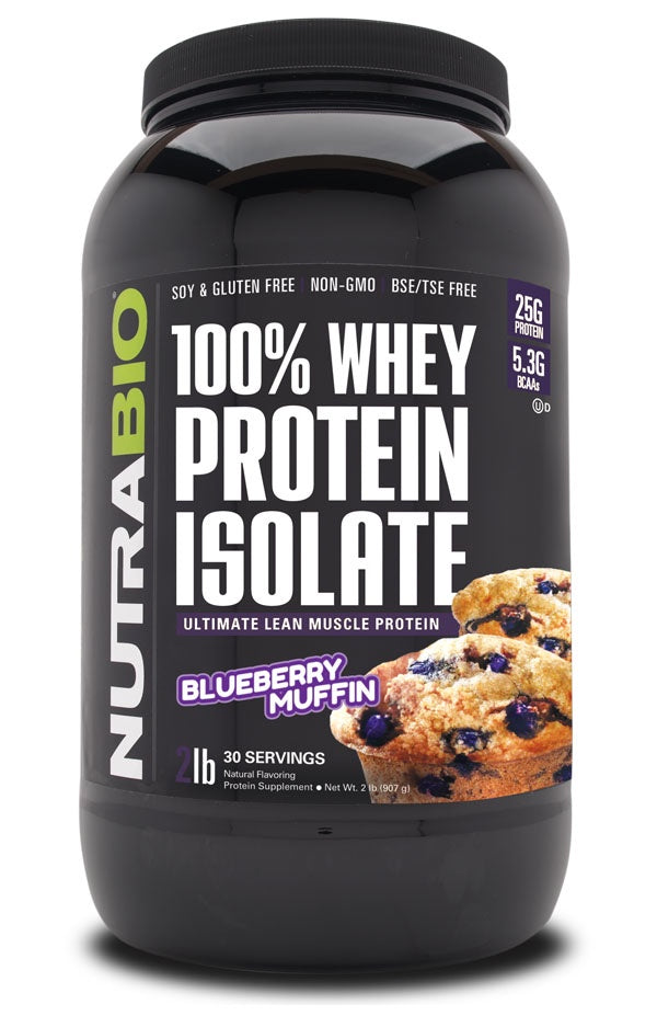 NutraBio Whey Protein Isolate 2 Pounds - Blueberry Muffin