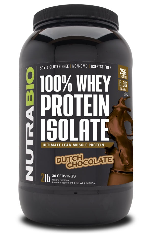 NutraBio Whey Protein Isolate 2 Pounds - Dutch Chocolate