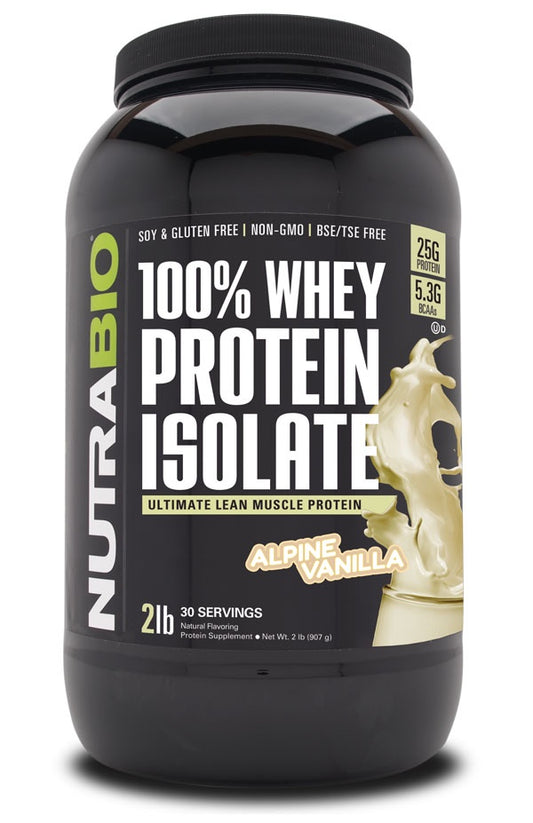 NutraBio Whey Protein Isolate 2 Pounds - Alpine Vanilla