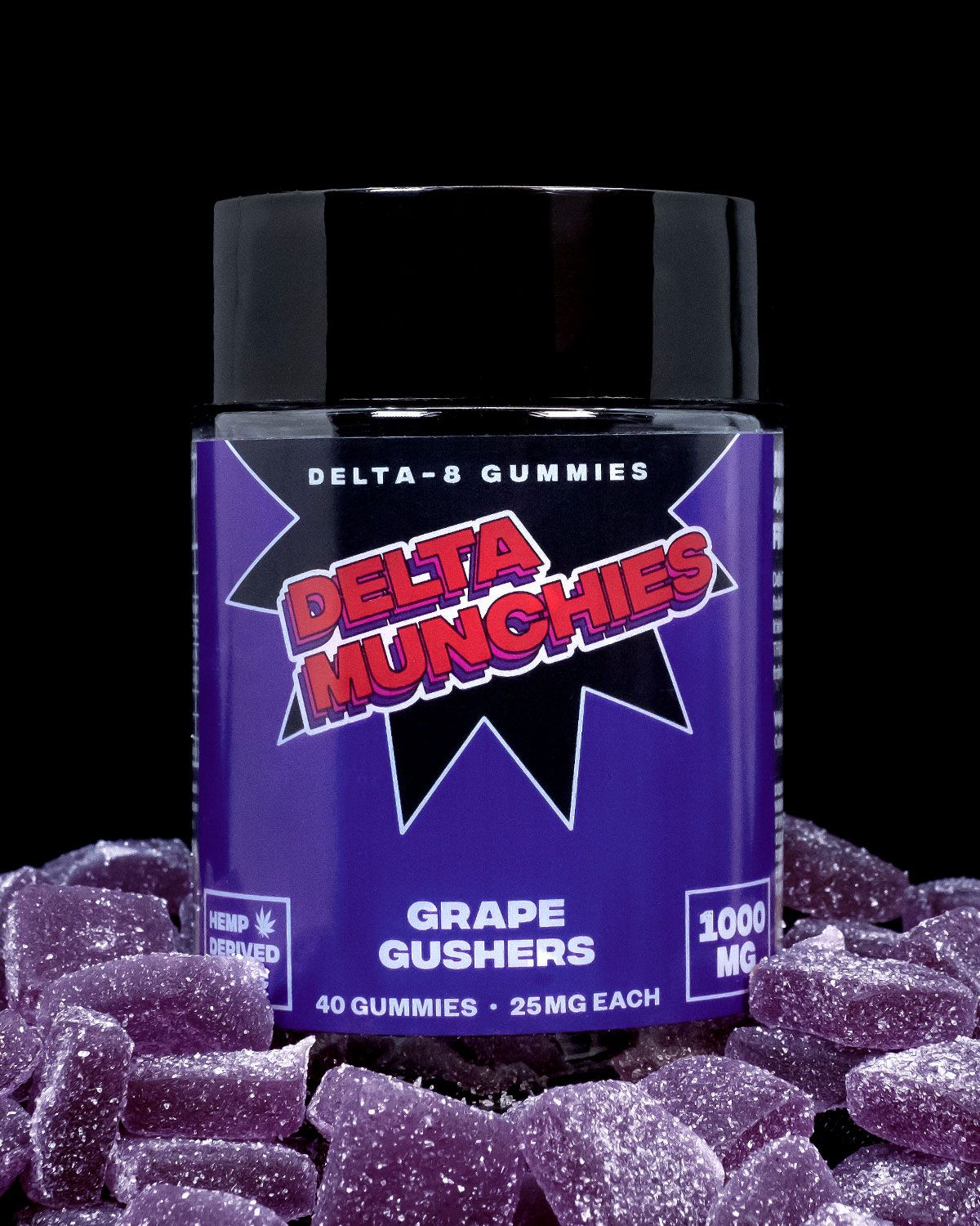 Delta munchies Grape Gushers Delta 8 Gummies 25mg